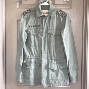 Mudd Military Green Full Zip Tie Waist Studded Jacket Size Small